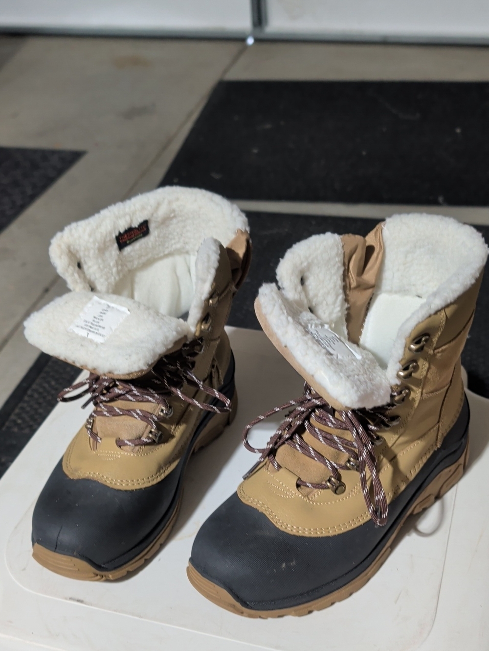 Target Men's Tan and Black Sherpa-Lined Winter Boots